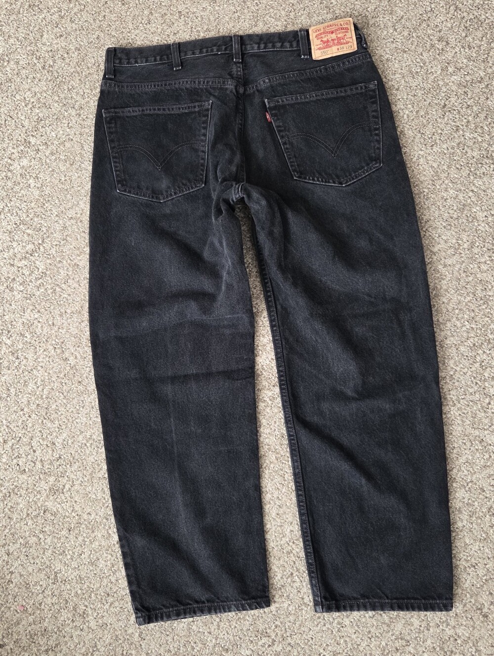 Levi's 550 Jeans Mens 38X29 (Fits 38X28) Black Y2K Mexico Relaxed Fit